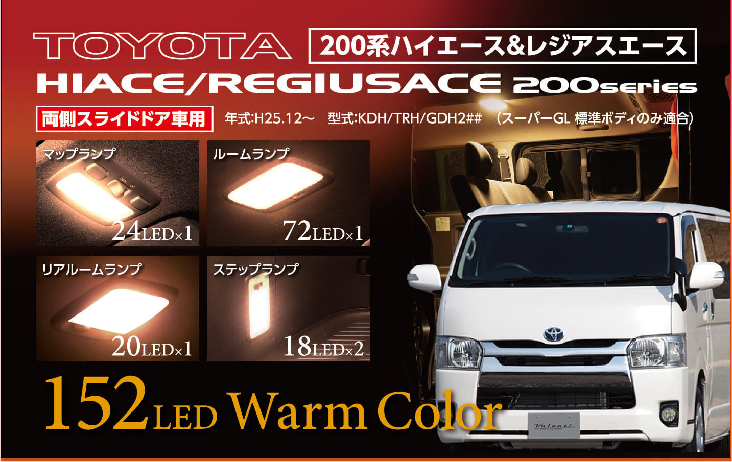 ハイエース 200系 led ルームランプ 調光 スーパーgl 新型 8型 7型 6型 1型 2型 3型 4型 5型 ホワイト ハロゲン色 電球色  車検対応 1年保証 室内灯 レジアスエース トヨタ ハイエース200系専用LEDルームランプ パーツ 車 内装 1年保証 エフシーエル - パーツ